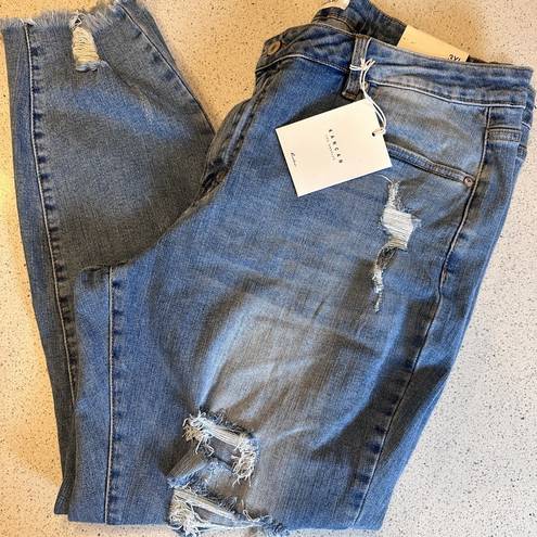 KanCan USA KanCan Mid Rise Distressed Ankle Skinny Jeans Plus Size 3XL