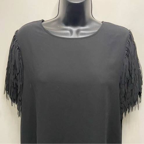 fab'rik  Black Shoulder Fringe Blouse Sz Small