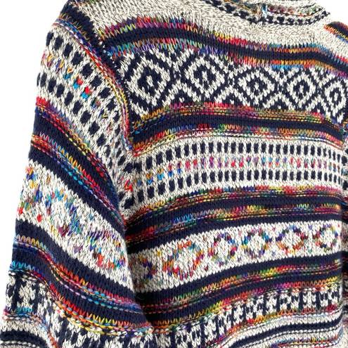 Harper Haptics Holly  Boho Multicolored Fringe Knit Long Cardigan Sweater