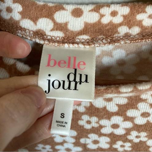 belle du jour  Brown and Flowered Long Sleeve Crop Top Size Small