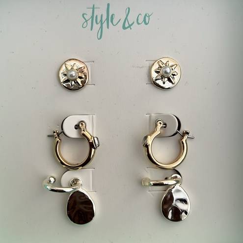 Style & Co  3-Piece Earrings Set, New in Box Retail $24.50