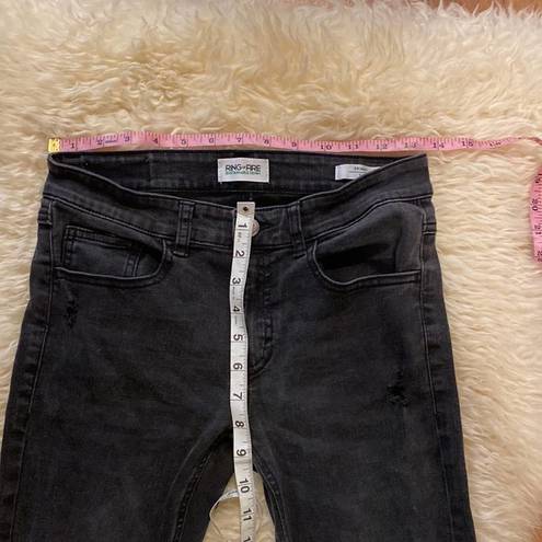 Ring Of Fire  Black Distressed Skinny Denim Jeans Sustainable EUC Sz 27