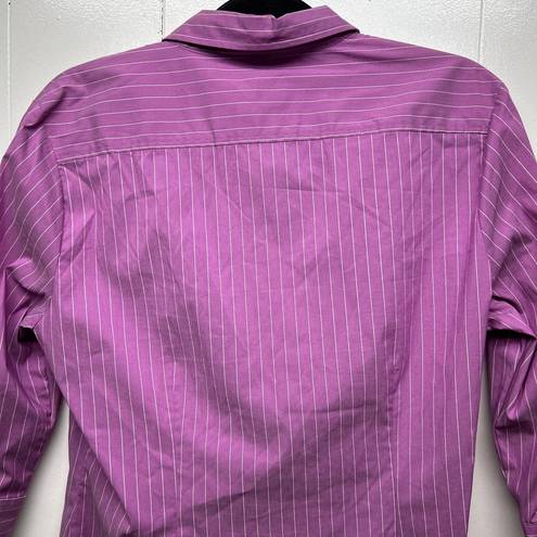 Krass&co NY &  3/4 Sleeves Button Front Striped Purple Shirt Women's Size Large Office