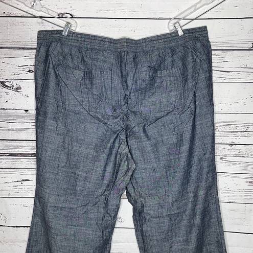 Lane Bryant  NWT Sz 28 Tall Chambray Blue Drawstring Elastic Waist Wide Leg Pants