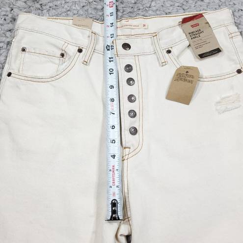 Levi’s Levi's Snap Ribcage Straight Ankle Jeans Exposed Button Fly White Size 31 x 27