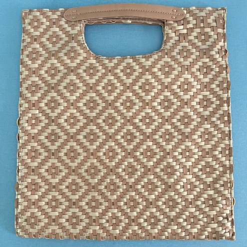 Anthropologie Deux Lux Cara Foldover Braided Tan Metallic Woven Clutch