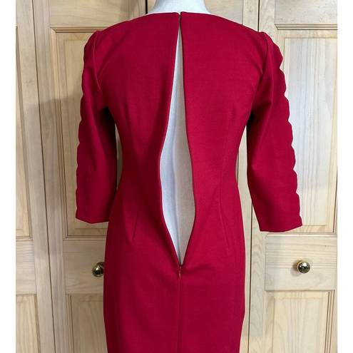 Talbots RSVP by  Red Knee Length 3/4 Sleeve Sheath Dress Sz 2P - fit up to 10/12