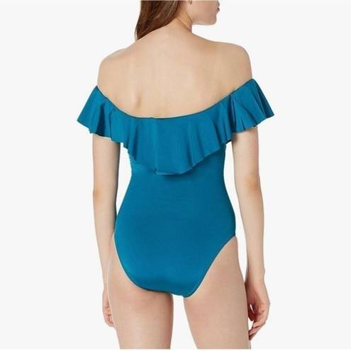 Trina Turk  Women's Off Shoulder Ruffle Bandeau One Piece Swimsuit