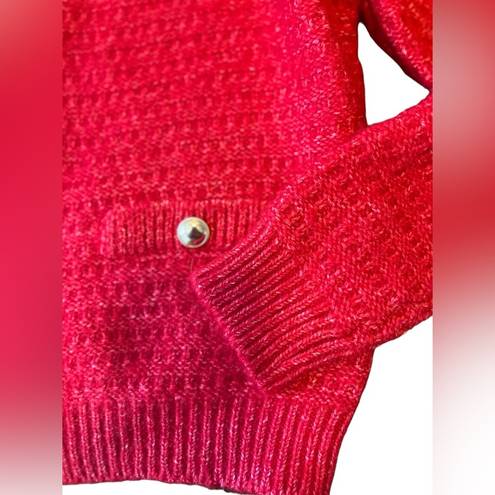 Loft  Stitchy Red  Sweater Jacket | Size  Large