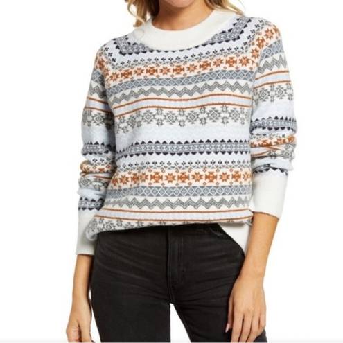 Treasure & Bond NWT  Wool Blend Crew Neck Sweater in Ivory Fair Isle