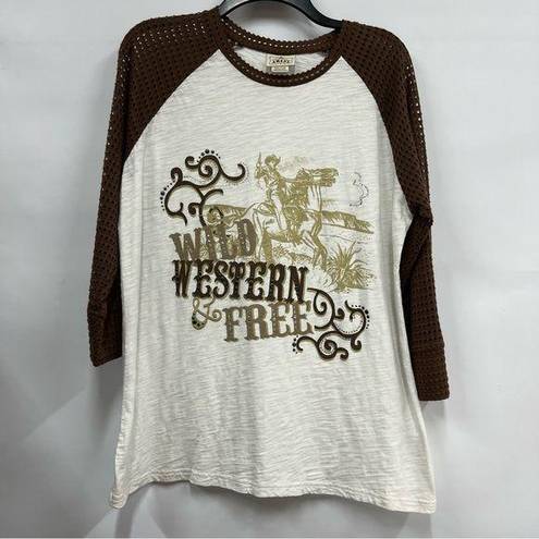 Ariat  baseball tee womens eyelet sleeves bling studded cowgirl top xxl y2k