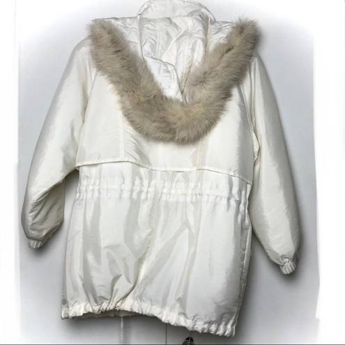 London Fog Towne  Puffer Winter Jacket with Fur Lined Detachable Hood White