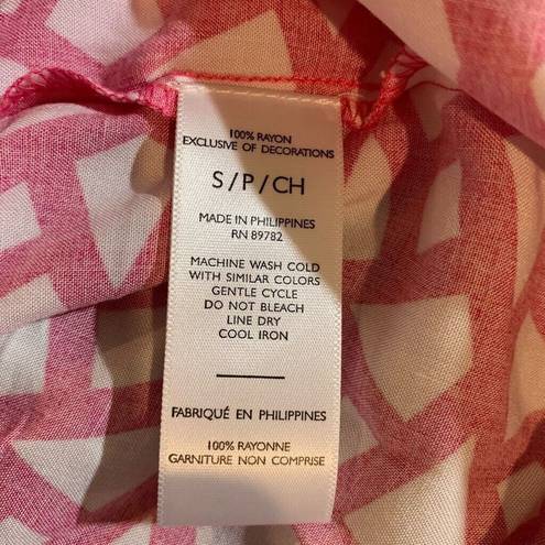 Natori  Fuchsia Soho Geo Printed Challis Kaftan Dress Size S New