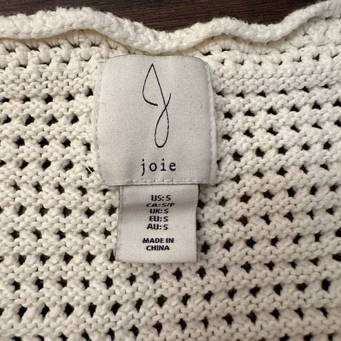 Joie  white knit cropped cotton cardigan sweater size S