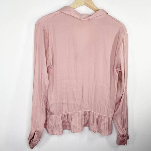 Natori Josie  Pink Long Sleeve V-Neck Soft Blouse Women's Size Small S