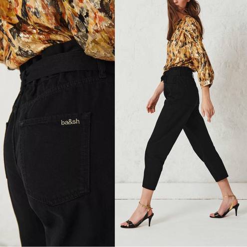 Ba&sh  • Jalia Trousers jeans belted crop high waist paper bag Blackstone denim