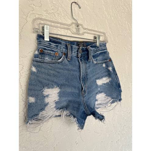 Abercrombie & Fitch Annie High Rise Distressed Shorts - Size 24 (00) Medium Wash