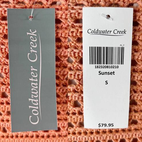 Coldwater Creek  Tradewinds Sweater S Sunset Open Knit 3/4 Sleeves New