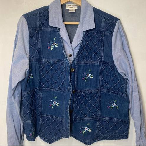 Vintage Blue Alfred Dunner  Denim Shirt Vest Combo Petite Size Large