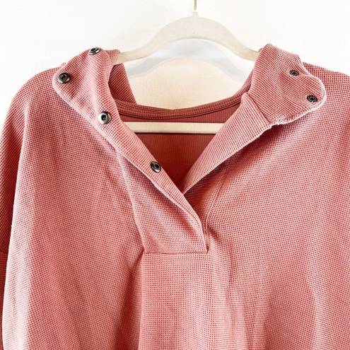 Vuori  Bayview Thermal Waffle Hoodie Pullover Sweatshirt Rosewood Pink XS