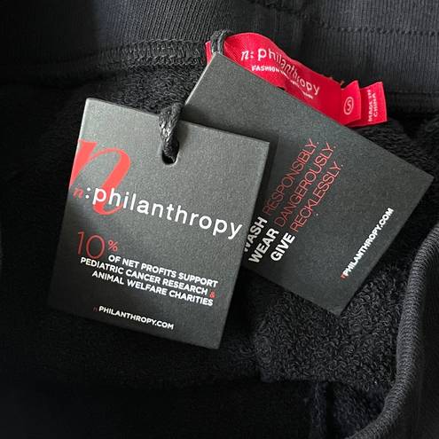 N: Philanthropy Distressed Cutoff Sweatpants Black Size Small