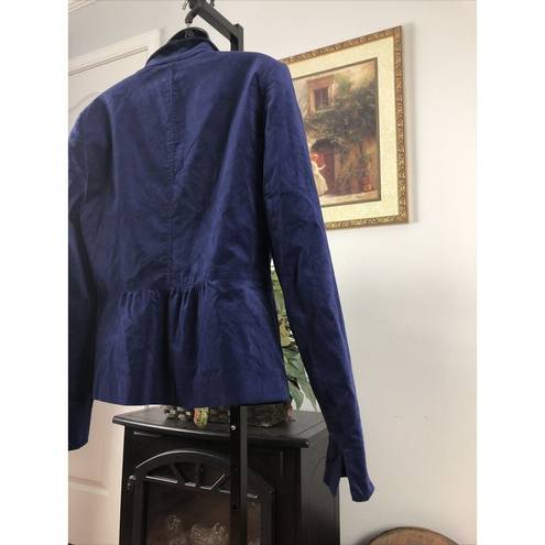 Talbots  Women’s 8 Blue Velvet Single Breasted Blazer Long Sleeve Lapel Collar