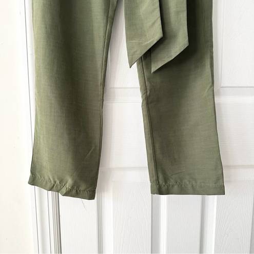 Anthropologie  Coquille Olive Green Soft Paperbag Tie Waist Casual Jogger Pants 8