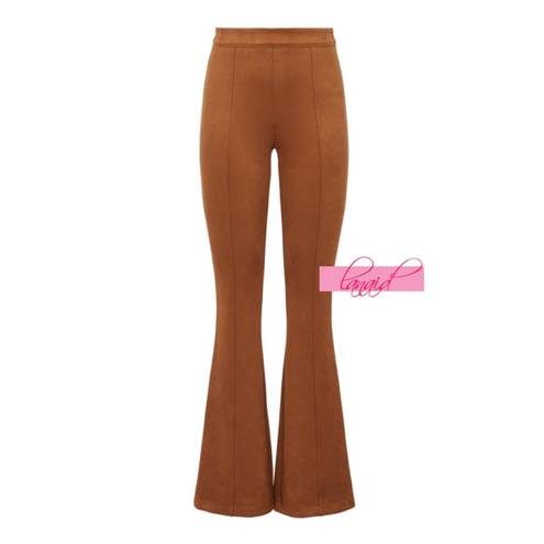 Spanx Faux Suede Flare Pant Rich Caramel High-Rise Waist Shapewear Stretchy Tall