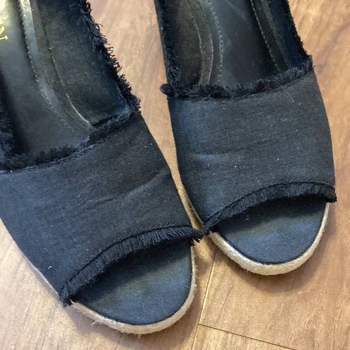 Ralph Lauren  Espadrilles Wedges black size 9 linen