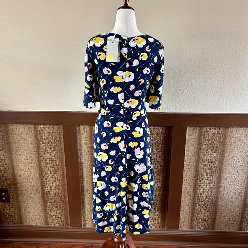 Alexis Boden  Fluted Sleeve Fit-and-Flare Floral Dress in Navy Size US4 Long NWT