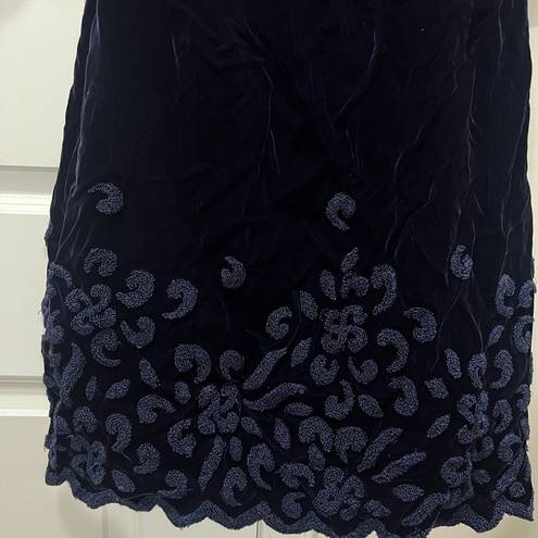 Oscar de la Renta Vintage  Blue Velvet Dress Size 10 US