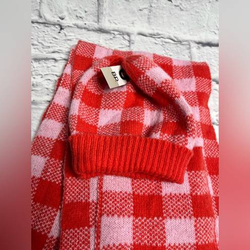 BP  red plaid scarf and hat set new one size