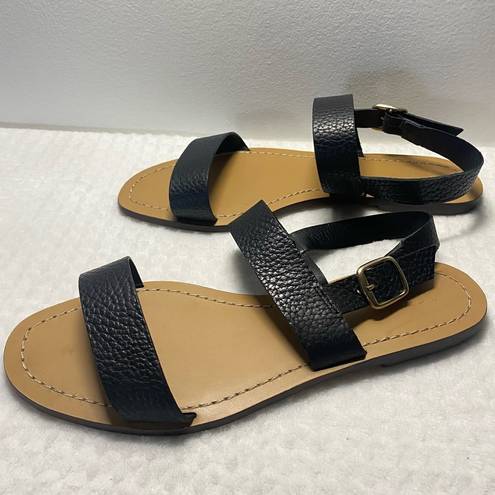 J.Crew  Pebbled Leather Slingback Flat Sandals Size 8 1/2