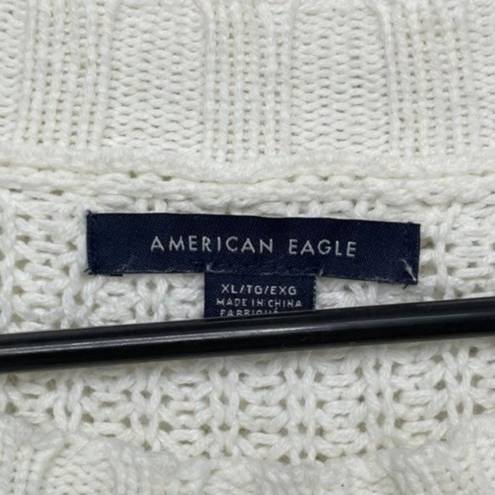 American Eagle  Striped Pullover Sweater Womens XL White Beige Cotton Blend