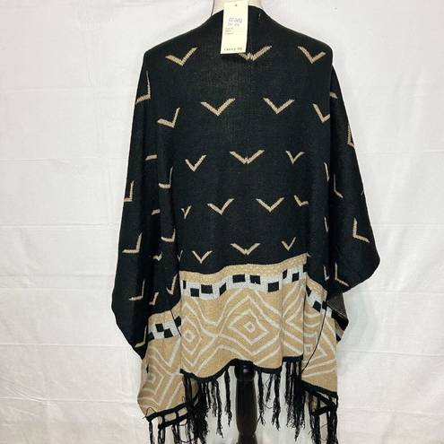 Krass&co COC Clothing Obsessed  Kimono Cardigan Sweater One Size Black Tan Navajo