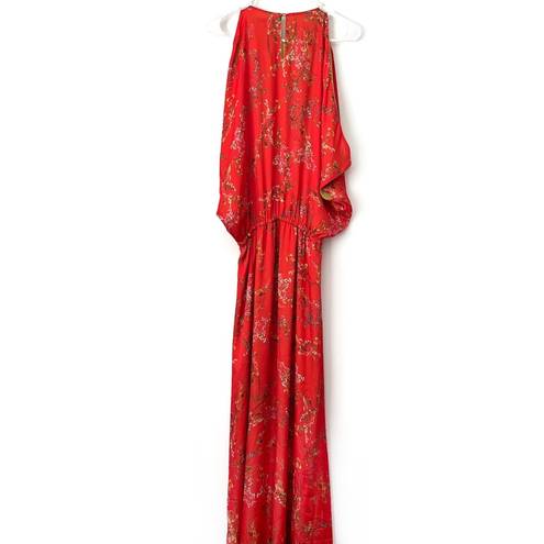 Alexis  Red Cold Shoulder Angia Floral Crepe Maxi Dress Sz S