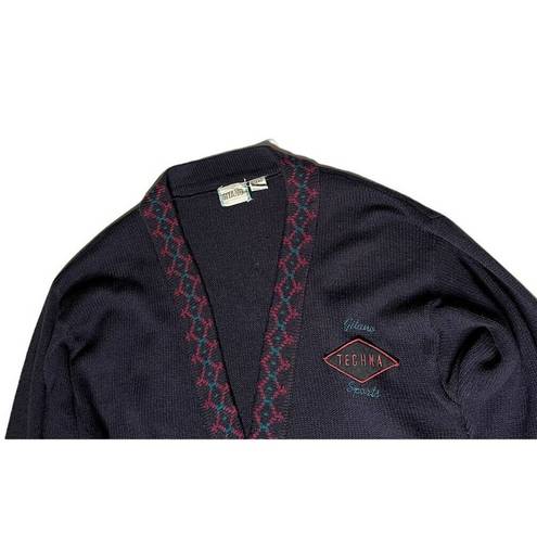 Collegiate Outfitters Vintage Womens 90s Gitano Sports Techna Navy Blue Cardigan Sweater XL