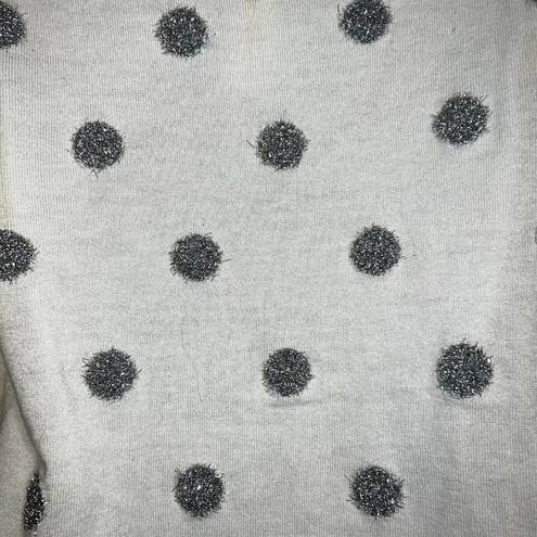 Talbots  Gorgeous Ivory Silver Tinsel Dot Lambswool Blend Sweater NWT $90 Size SP