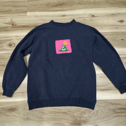 Lee Vintage  Navy Frog Crewneck Sweatshirt 90’s Women’s Medium