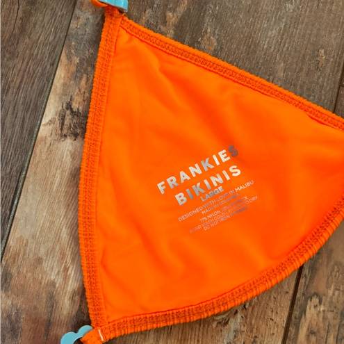 Frankie’s Bikinis FRANKIES BIKINIS Ivy Plissé Triangle Bikini Top In Orange Size L