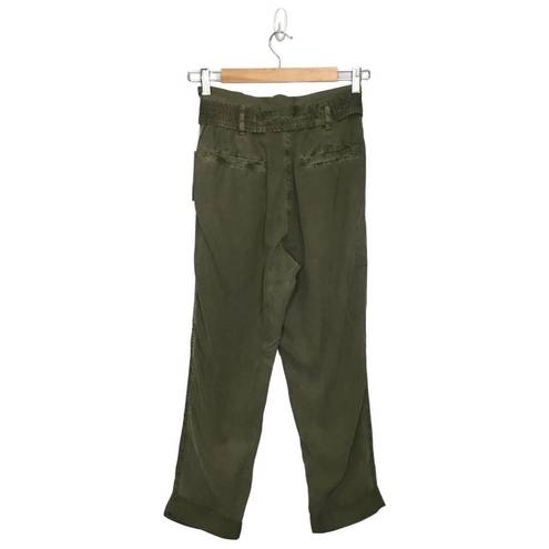 Treasure & Bond New  Pants Womens Size 0 Paper Bag Waist Cuffed Olive Green