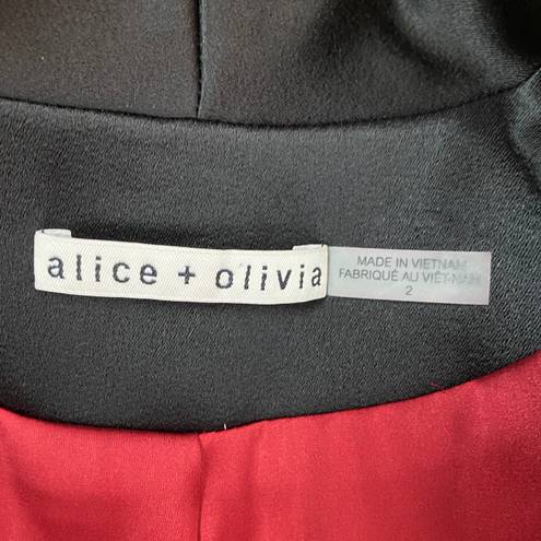 Alice + Olivia Edison Velvet Tuxedo Blazer Red Black Size 2