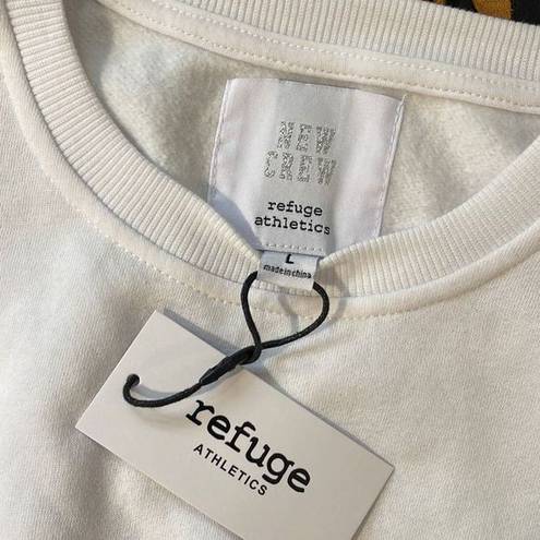 Refuge  Athletics Women's Cropped Sweatshirt Pullover Crew White Size Large NWT