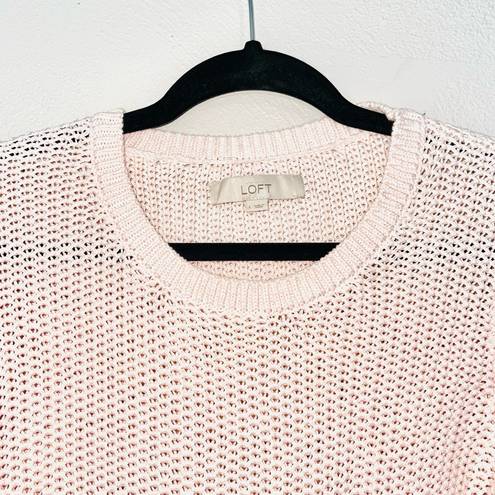 Ann Taylor LOFT 100% Cotton Light Pink Knit Tunic Sweater