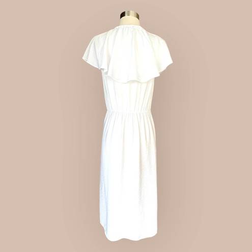 Vince  White Wrap Dress Flutter Sleeve V-Neck Ruffle Cape Midi Designer XS NWOT