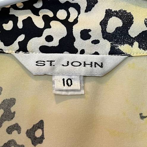 St. John  Silk Button Up Long Sleeves Lemonade Multicolor Womens Size 10 FLAWED