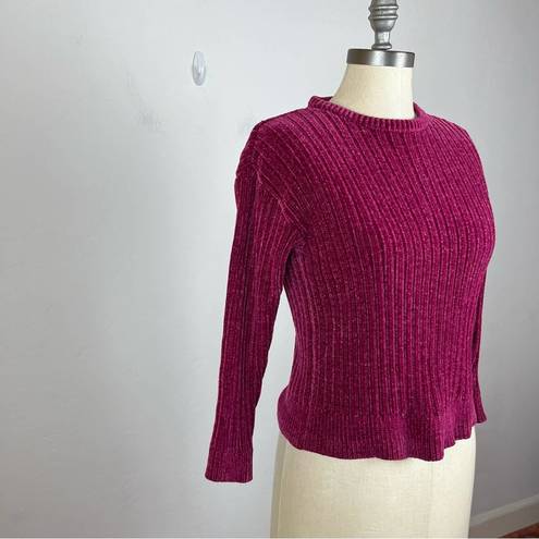 DKNY  Purple Chenille Ribbed Crop Sweater