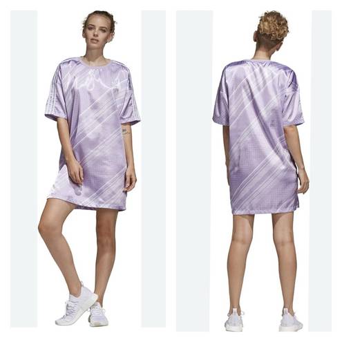 Adidas  Trefoil Oversized Satin Mini Dress S Purple