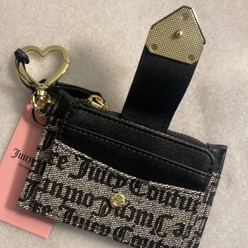 Juicy Couture  wallet modern chic tab elongated card case Black Gray gold heart