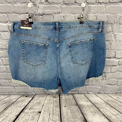 Ava & Viv  Shorts Mid Rise Midi Blue Denim 5 Pockets Button Fly Stretch 24W